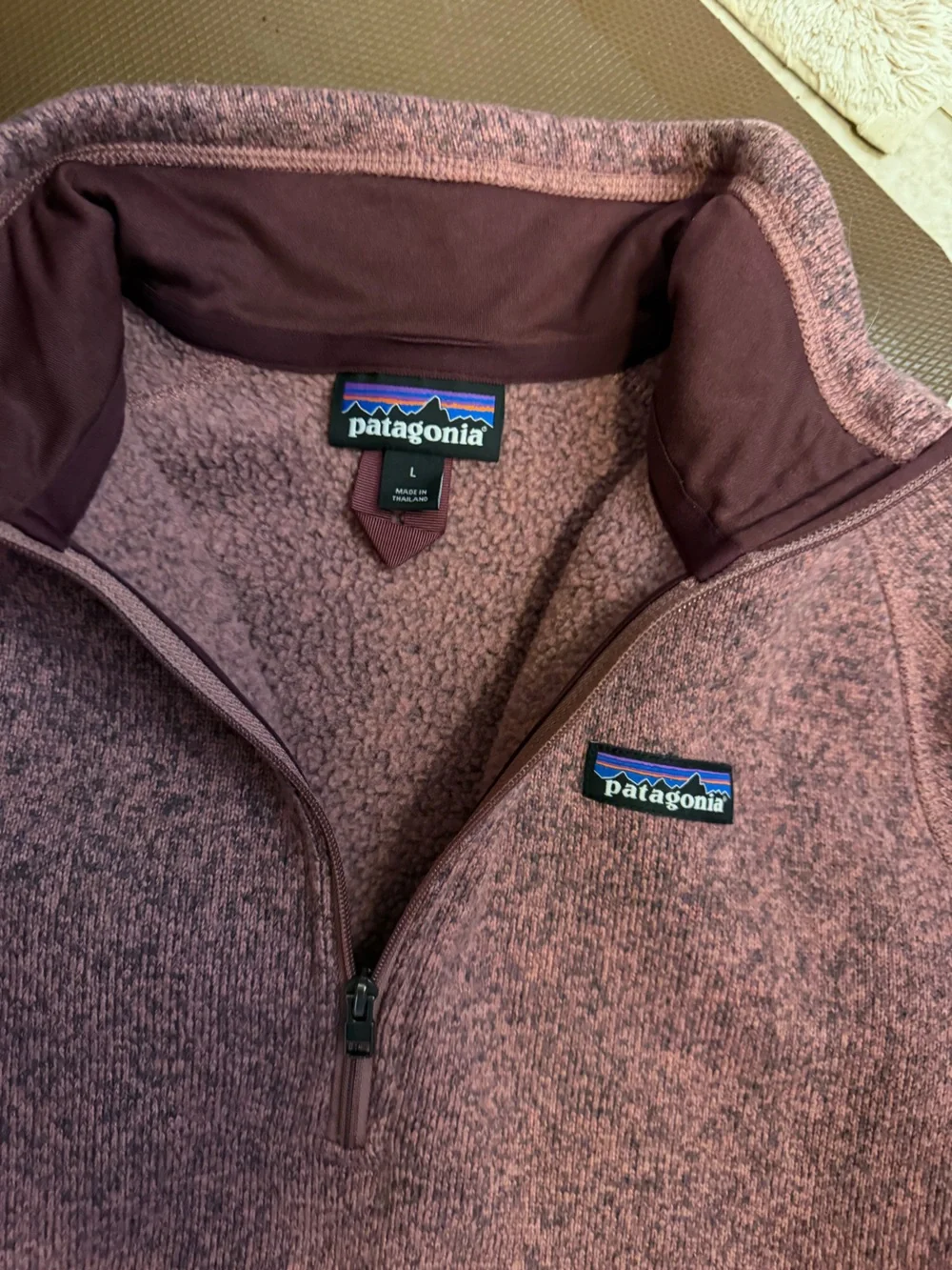 Patagonia Heathered Mauve Quarter-Zip Fleece size large shirt! - Picture 3 of 4